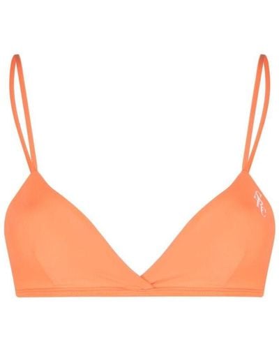 Sporty & Rich Logo Printed Triangle Cup Bikini Top - Orange