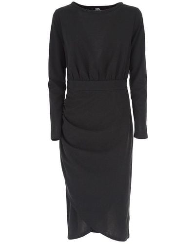 Karl Lagerfeld Long-sleeved Jersey Dress - Black