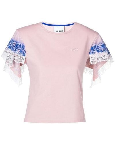 Koche Lace Detailed T-shirt - Pink