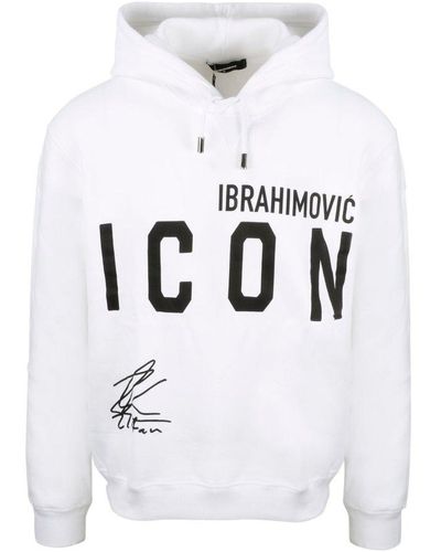 DSquared² X Ibrahimović Icon Print Hoodie - White
