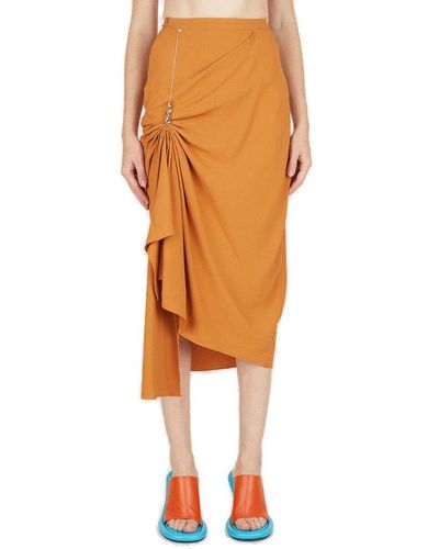 Kiko Kostadinov High-waist Straight Hem Midi Skirt - Orange