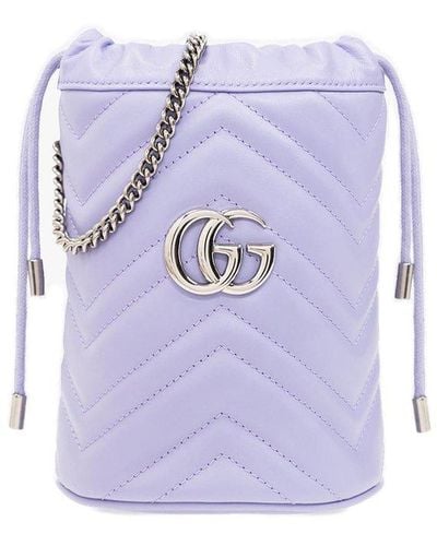 Gucci 'GG Marmont 2.0 Mini' Bucket Shoulder Bag - Purple