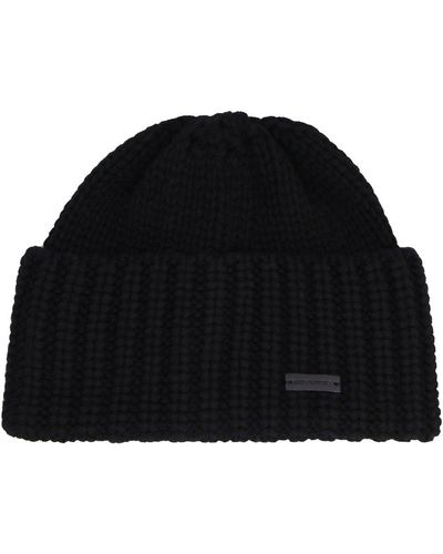 Saint Laurent Logo Patch Beanie - Black