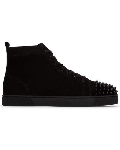 Christian Louboutin Lou Spikes Embellished High-top Sneakers - Black