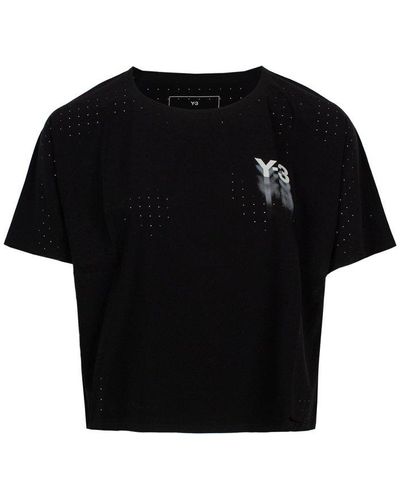 Y-3 High Low Hem Cropped T-shirt - Black