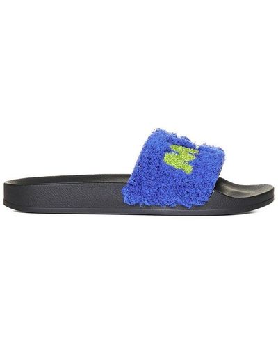 Marni Logo-detailed Slip-on Sandals - Blue