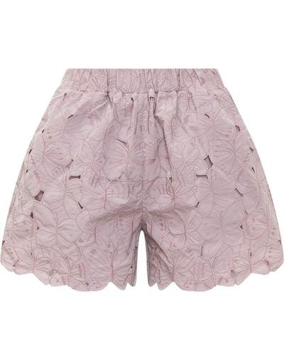 RED Valentino Red Butterfly Cut Out Detailed Shorts - Pink