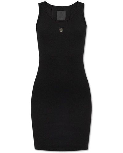 Givenchy 4g Plaque Ribbed-knit Tank Dress - Black