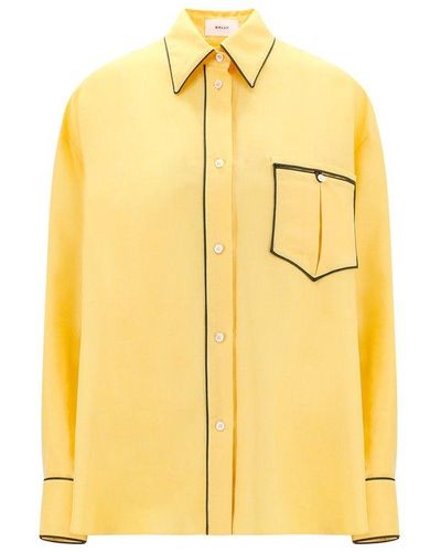 Bally Long Sleeves Silk Shirts - Yellow