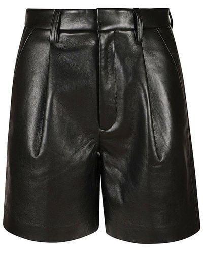 Anine Bing Classic Shiny Leather Shorts - Black