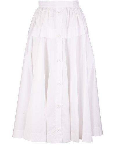 Sportmax White Boemia Midi Skirt