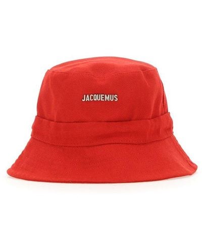 Jacquemus Le Bob Gadjo Brand-plaque Cotton Bucket Hat - Red