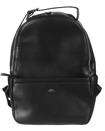 A.P.C. Logo Stamp Zipped Backpack - Black