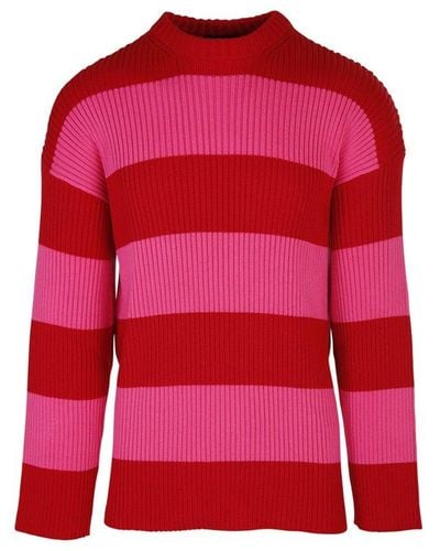Balenciaga Striped Logo Sweater - Red