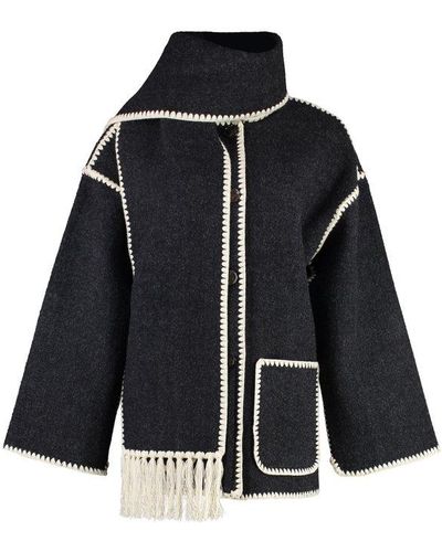 Totême Embroidered Scarf-detailed Jacket - Black