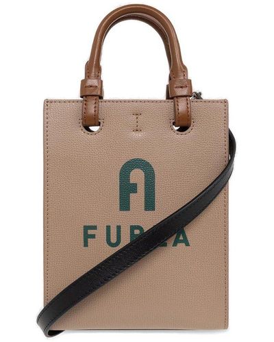 Furla Varsity Style Mini Tote Bag - Gray