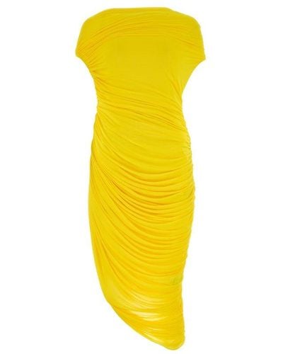 Ferragamo Drape Detailed Midi Dress - Yellow