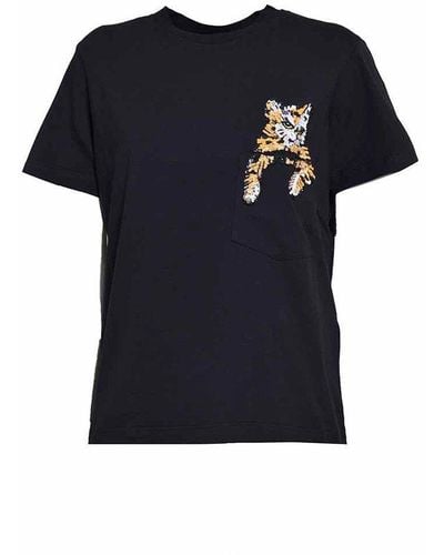 MSGM Cat-embellished Crewneck T-shirt - Black