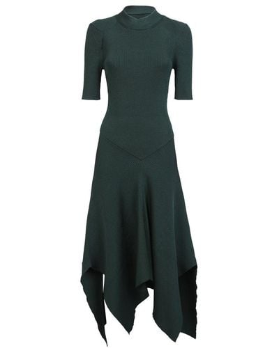 Stella McCartney Ribbed Asymmetric Midi Dress - Green