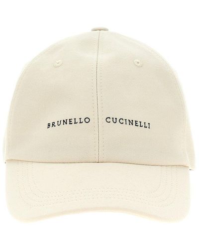 Brunello Cucinelli Logo Embroidery Cap Hats - Natural