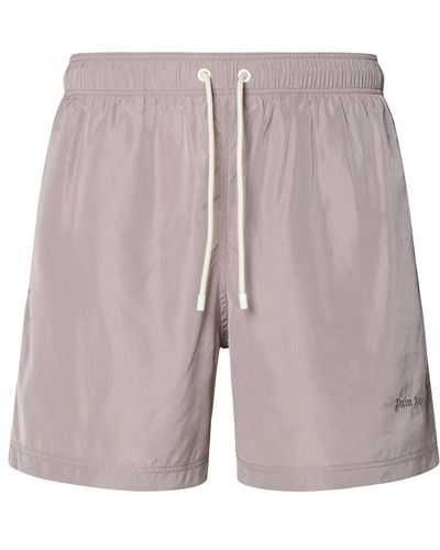 Palm Angels Logo Embroidered Drawstring Shorts - Grey