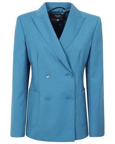 Weekend by Maxmara Double-breasted Tailored Blazer - Blue