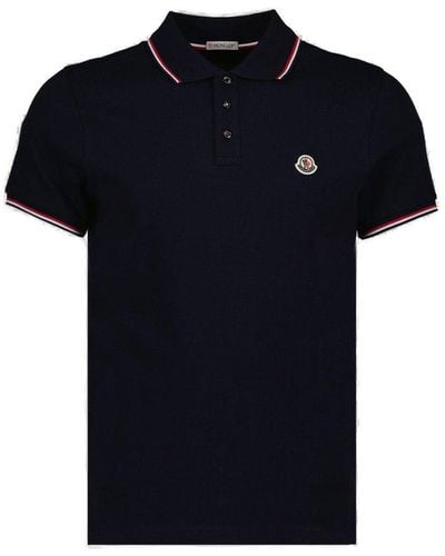 Moncler Logo Patch Short-sleeved Polo Shirt - Black
