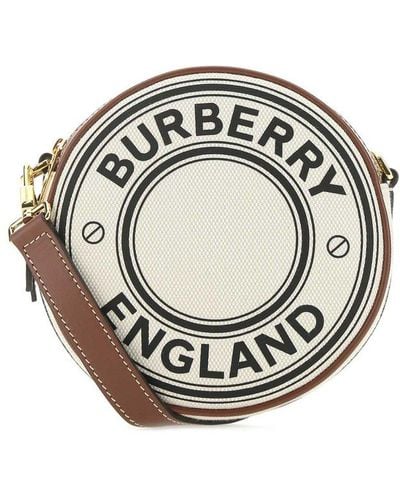 Burberry Logo Print Round Clutch Bag - White
