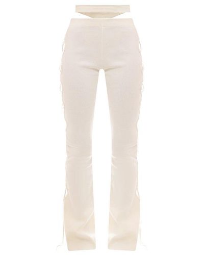 ANDREA ADAMO High Waist Cut Out Detailed Bootcut Trousers - White