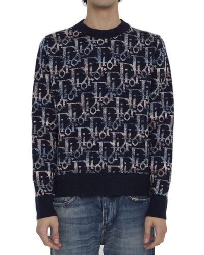 Dior Oblique Jacquard Sweater - Blue