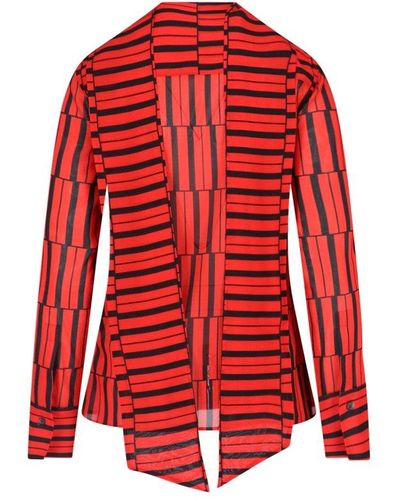 Ferragamo Striped Long-sleeved Shirt - Red