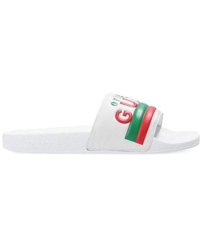Gucci Logo Detailed Slides - White