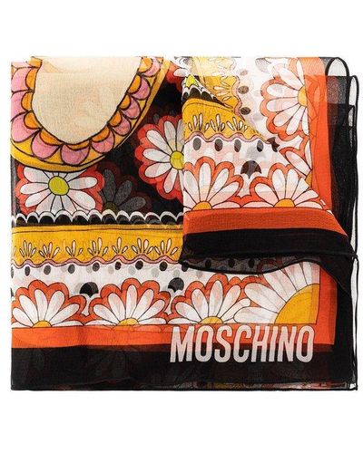 Moschino Allover Graphic Printed Shawl - Orange