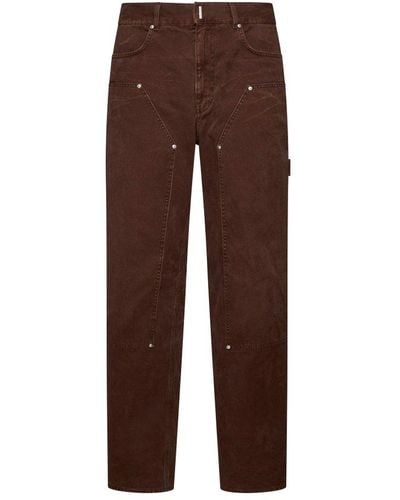 Givenchy Logo Plaque Straight-leg Jeans - Brown