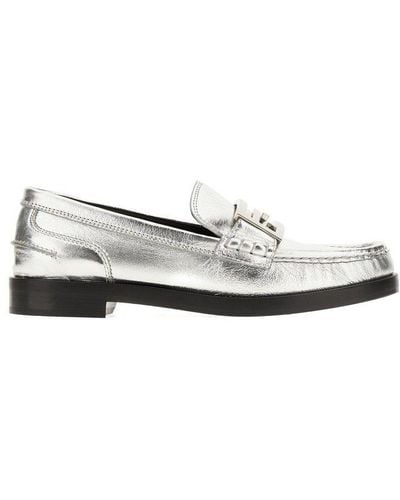 Fendi Baguette Slip-on Loafers - White
