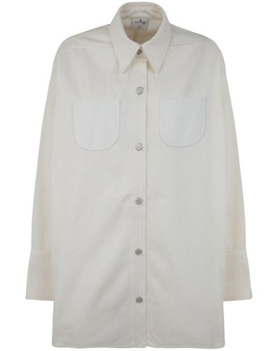 Courreges Mega Size Dry Denim Shirt Clothing - Grey