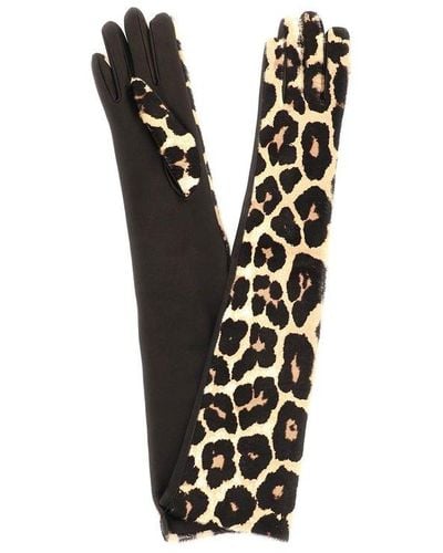 Dries Van Noten Leopard Printed Gloves - Black