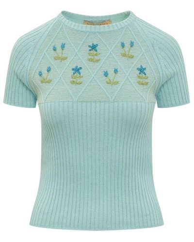 Cormio Crewneck Knitted Top - Blue