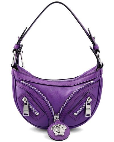 Versace Repeat Zip-detailed Small Hobo Bag - Purple