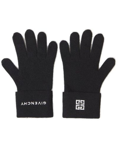 Givenchy Logo Embroidered Knit Gloves - Black