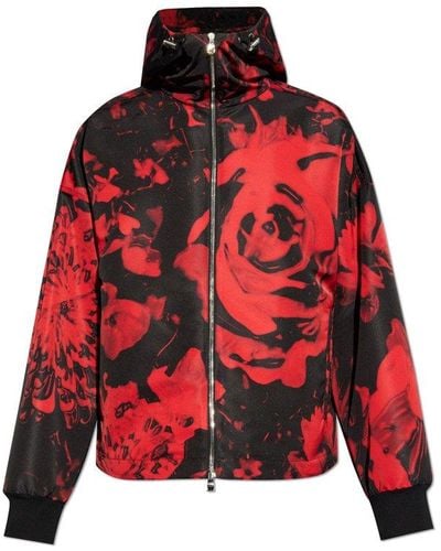 Alexander McQueen Graphic Printed Hooded Jacket - Red