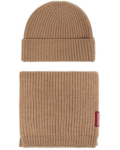 DSquared² Hat And Scarf Set - Brown