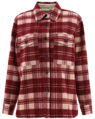 Isabel Marant Checked Long-sleeved Overshirt - Red