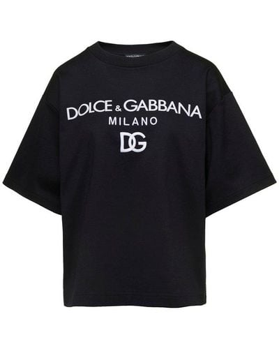Dolce & Gabbana Logo Printed Jersey T-shirt - Black