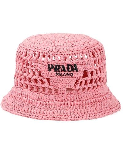 Prada Raffia Hat - Pink