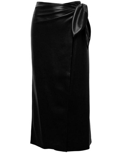 Nanushka 'ama' Sarong Midi Skirt In Vegan Leather Woman - Black