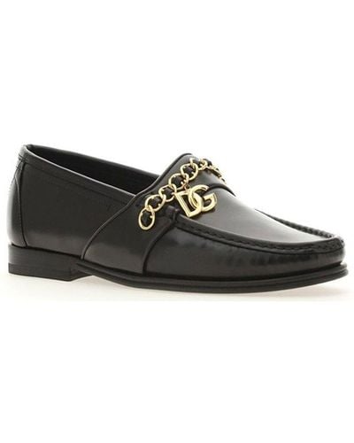 Dolce & Gabbana Logo-plaque Loafers - Gray