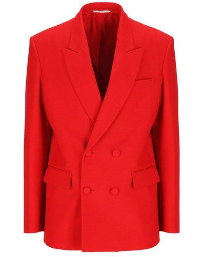Valentino Crepe Couture Long-sleeved Blazer - Red