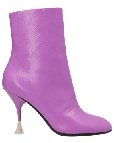 3Juin High Stiletto Heel Ankle Boots - Purple