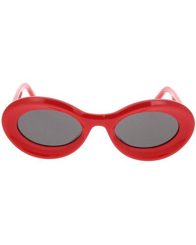 Loewe Logo-plaque Round-frame Sunglasses - Red